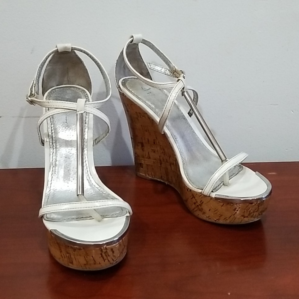 Shi for journeys women's white wedge heel sandals